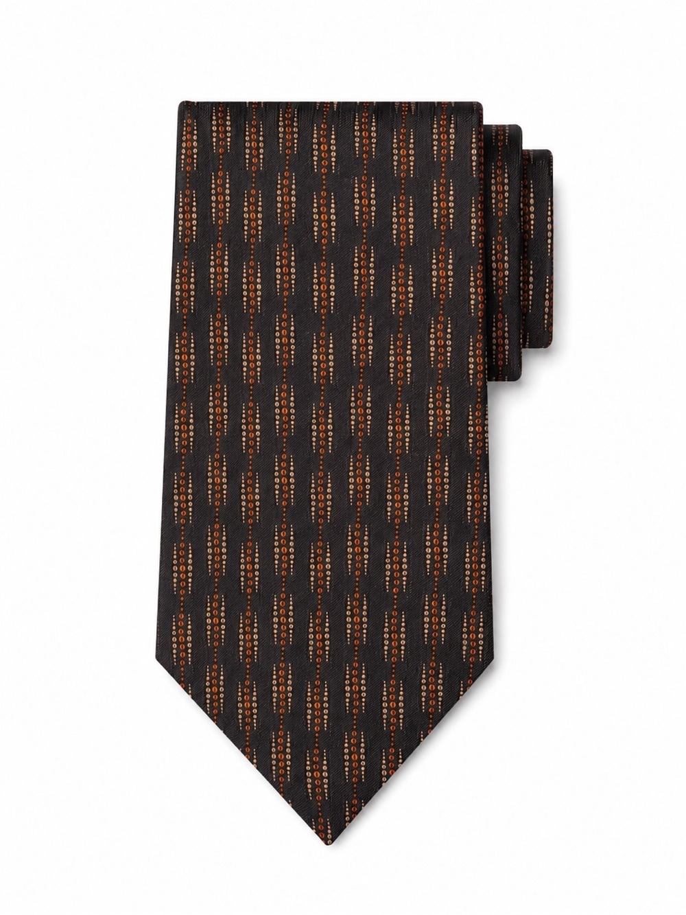 Christian Dior Monsieur 100% Silk Tall Tie Black Orange Geometric Made Canada